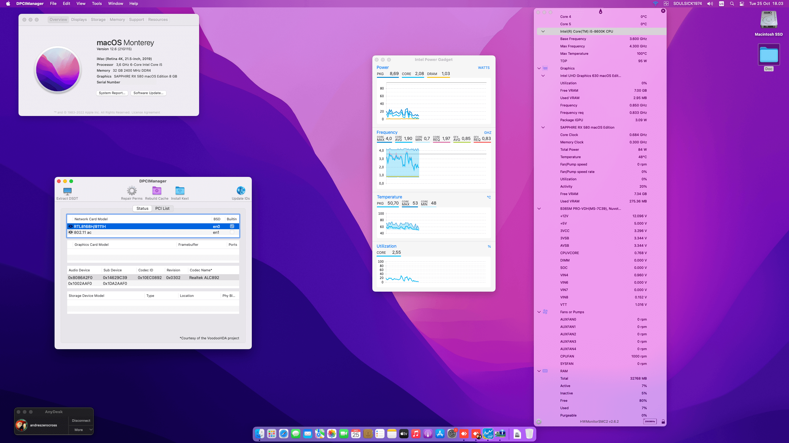 Success Hackintosh macOS Monterey 12.6 Build 21G115 in MSI B365M PRO-VDH + Intel Core i5 8600K + Sapphire RX 580